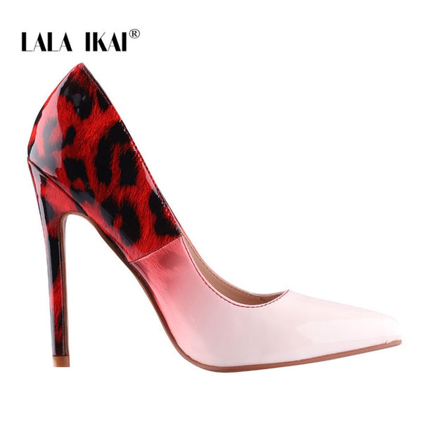 LALA IKAI Women Fashion PU Leather Pumps Super High Heels Leopard Sexy Wedding Party Shoes Zapatos De Mujer 900C3381-4