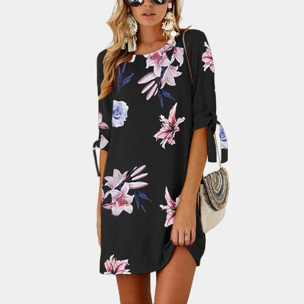 Female Floral Print Short Casual Dress 2019 Sundress Fashion Half Sleeve Straight Big Size Dress Plus Size Women Clothing 5XL