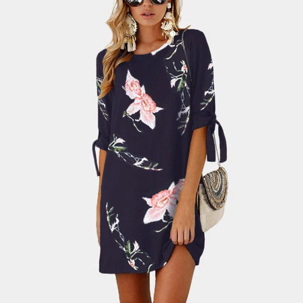 Female Floral Print Short Casual Dress 2019 Sundress Fashion Half Sleeve Straight Big Size Dress Plus Size Women Clothing 5XL