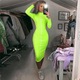 Simenual Casual Bodycon Women Long Dress Fashion Full Sleeve Striped Patchwork  Dresses Fashion Turtleneck Ladies Skinny Dresses