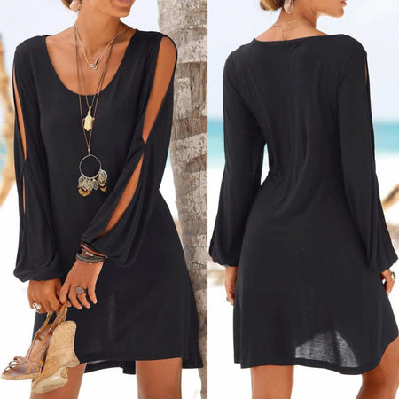 2019 Newest Women's Fashion Casual Loose Half Sleeve Elegant dress Round Neck Solid Color Big Size Lace dress 15 colors 2XS-5XL