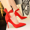 BIGTREE Shoes Women High Heels Classic Pumps Women Shoes Suede Wedding Shoes Spring Ankle Strap Stiletto Women Party Shoes