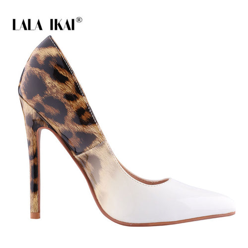 LALA IKAI Women Fashion PU Leather Pumps Super High Heels Leopard Sexy Wedding Party Shoes Zapatos De Mujer 900C3381-4