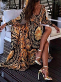 2019 New Style Fashion Elegant Women Sexy Boat Neck Glitter Deep V Neck Print Party Dress Formal Long Dress Sexy Clubwear