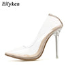 Eilyken PVC Transparent Leopard grain Pumps Heel Stilettos High Heels Womens Party Shoes Nightclub Pump Sandals 35-42