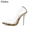 Eilyken PVC Transparent Leopard grain Pumps Heel Stilettos High Heels Womens Party Shoes Nightclub Pump Sandals 35-42