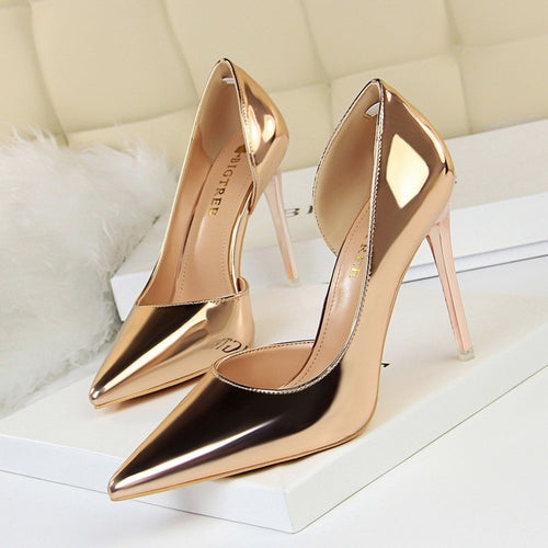 BIGTREE Shoes New Patent Leather Wonen Pumps Fashion Office Shoes Women Sexy High Heels Shoes Women's Wedding Shoes Party