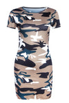 2019 New Summer Fashion Women Sexy Tank Dress Slim Casual Camouflage Military O-Neck Print Splice Empire Mini Dresses Vestidos