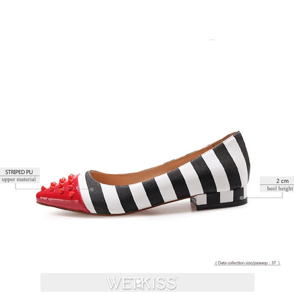 WETKISS Studded High Heels 12cm Stilettos Women Pointed Toe Rivet Ladies Party Pumps Zebra Shallow Colorful Shoes Woman 34-45